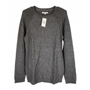 And Now This Mens Marled Crewneck Raglan Sweater Black White, Large, NEW